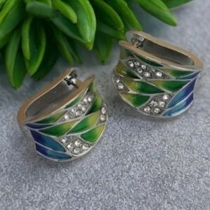ANTHROPOLOGIE ENAMEL RHINESTONE EARRINGS